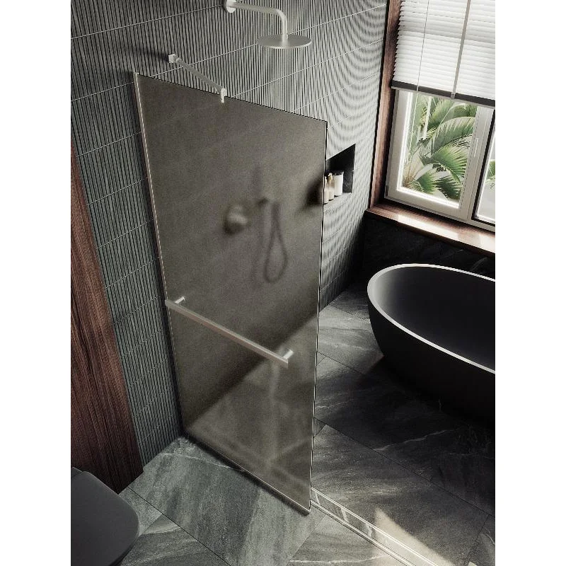 Душевая перегородка Maybah Glass MGD-728-5у 790x1950 в узком профиле Хром матовый стекло бронзовое матовое