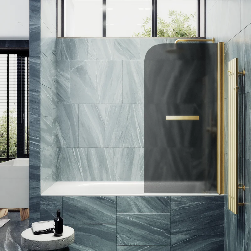 Шторка поворотная MaybahGlass на монопетле 1400*600 6 мм Графит матовый +Полотенцедержатель