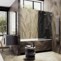 Шторка для ванны MaybahGlass складная 2 секции MaybahGlass 1400*515 Стекло 6 мм Графит