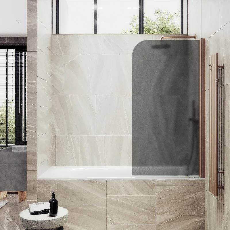 Шторка на ванну Maybah Glass MGV-619-2 700x1400 поворотная на монопетле Бронза стекло графитовое матовое