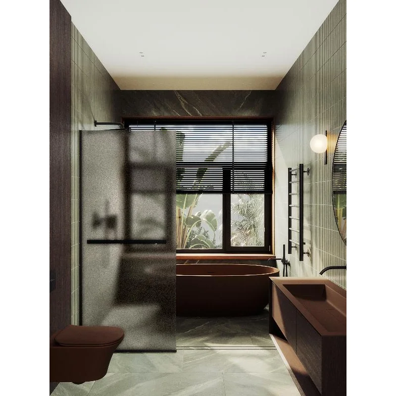 Душевая перегородка Maybah Glass MGD-728-6у 790x1950 в узком профиле Черный стекло бронзовое матовое