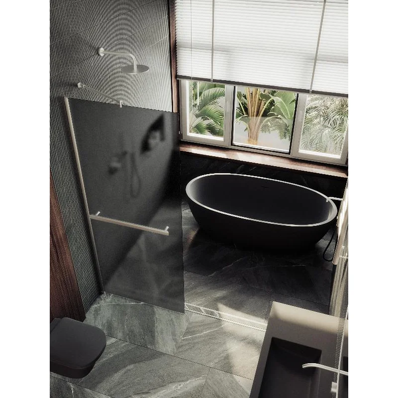 Душевая перегородка Maybah Glass MGD-730-5ш 790x1950 в широком профиле Хром матовый стекло графитовое матовое