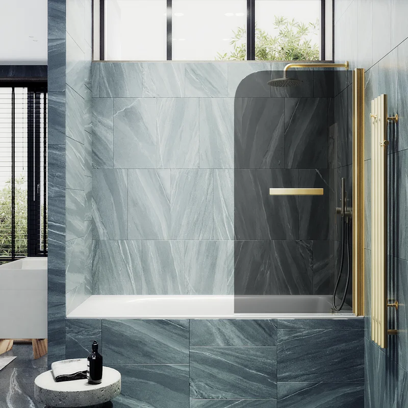 Шторка поворотная MaybahGlass на монопетле 1400*600 6 мм Графит +Полотенцедержатель