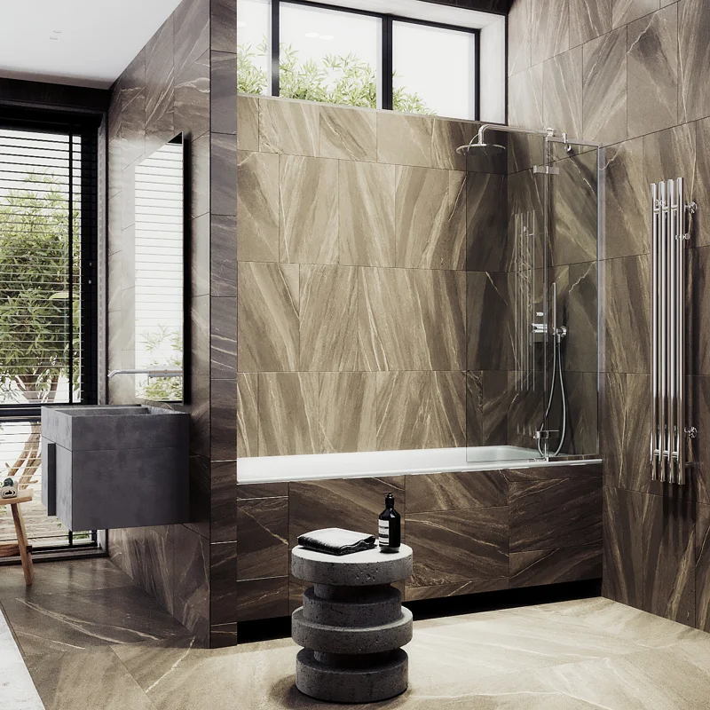 Шторка поворотная MaybahGlass с добором 1400*990 6 мм Бесцветное