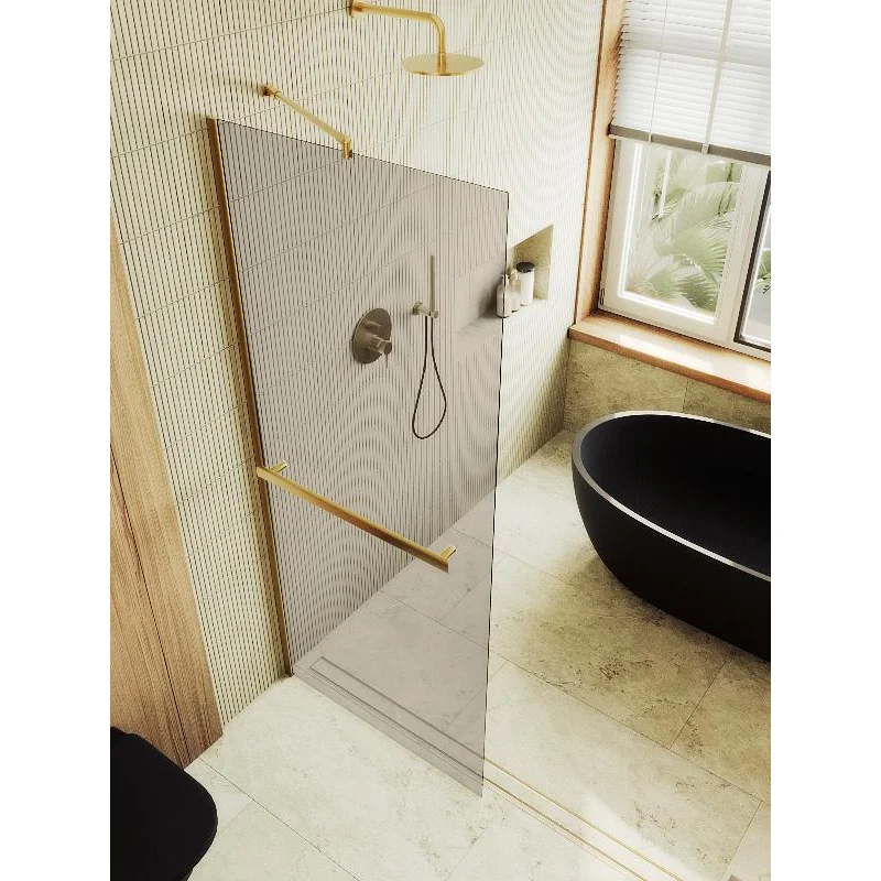 Душевая перегородка Maybah Glass MGD-727-3ш 790x1950 в широком профиле Золото стекло бронзовое