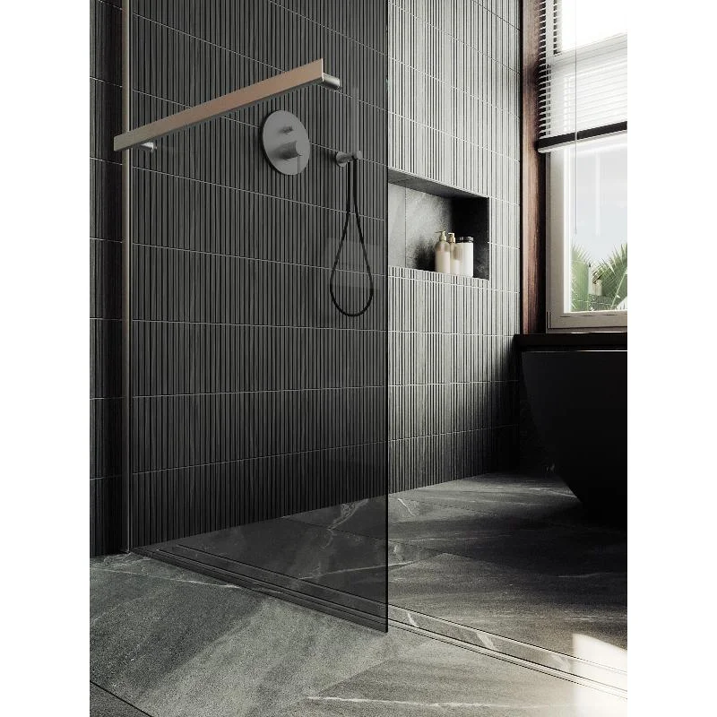 Душевая перегородка Maybah Glass MGD-729-5ш 790x1950 в широком профиле Хром матовый стекло графитовое