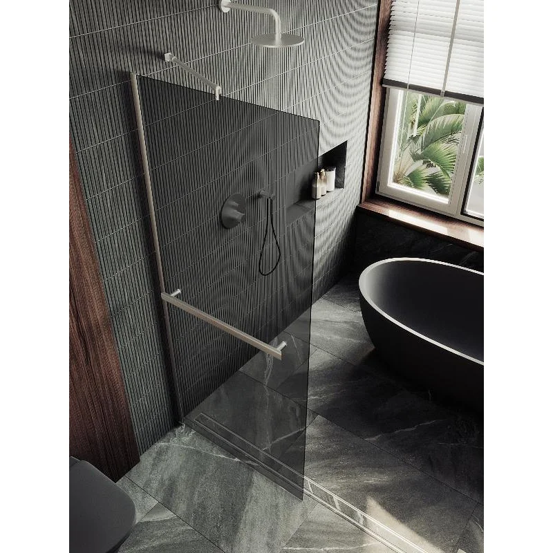 Душевая перегородка Maybah Glass MGD-729-5ш 790x1950 в широком профиле Хром матовый стекло графитовое