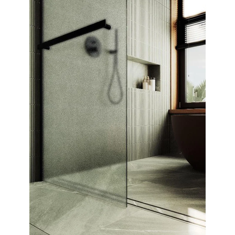 Душевая перегородка Maybah Glass MGD-731-6ш 790x1950 в широком профиле Черный стекло сатиновое