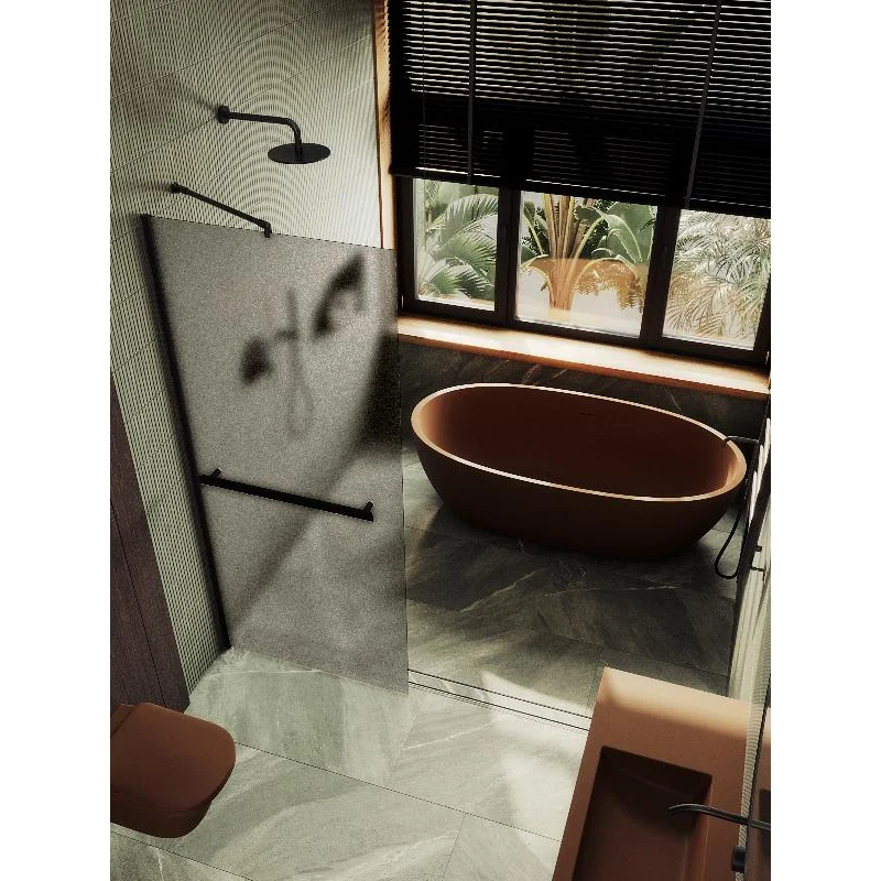 Душевая перегородка Maybah Glass MGD-728-6ш 790x1950 в широком профиле Черный стекло бронзовое матовое