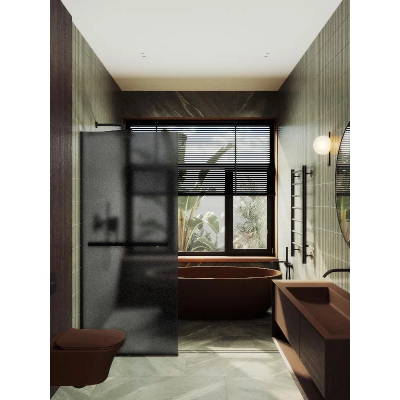 Душевая перегородка Maybah Glass MGD-730-6у 790x1950 в узком профиле Черный стекло графитовое матовое