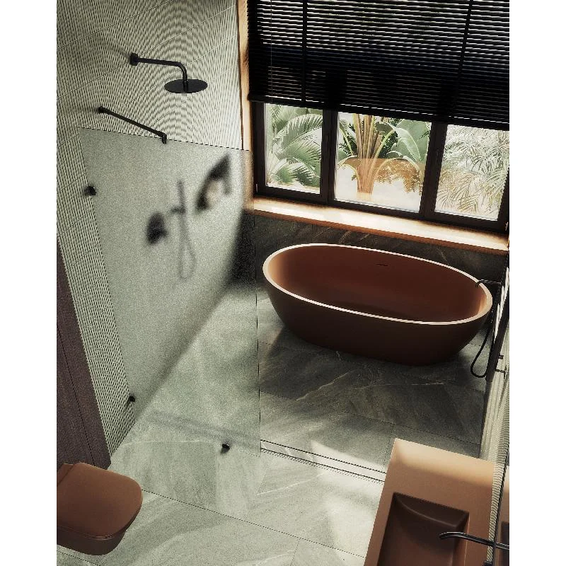 Душевая перегородка MaybahGlass MGD-268-6 79x195, стекло сатин 8 мм, профиль черный