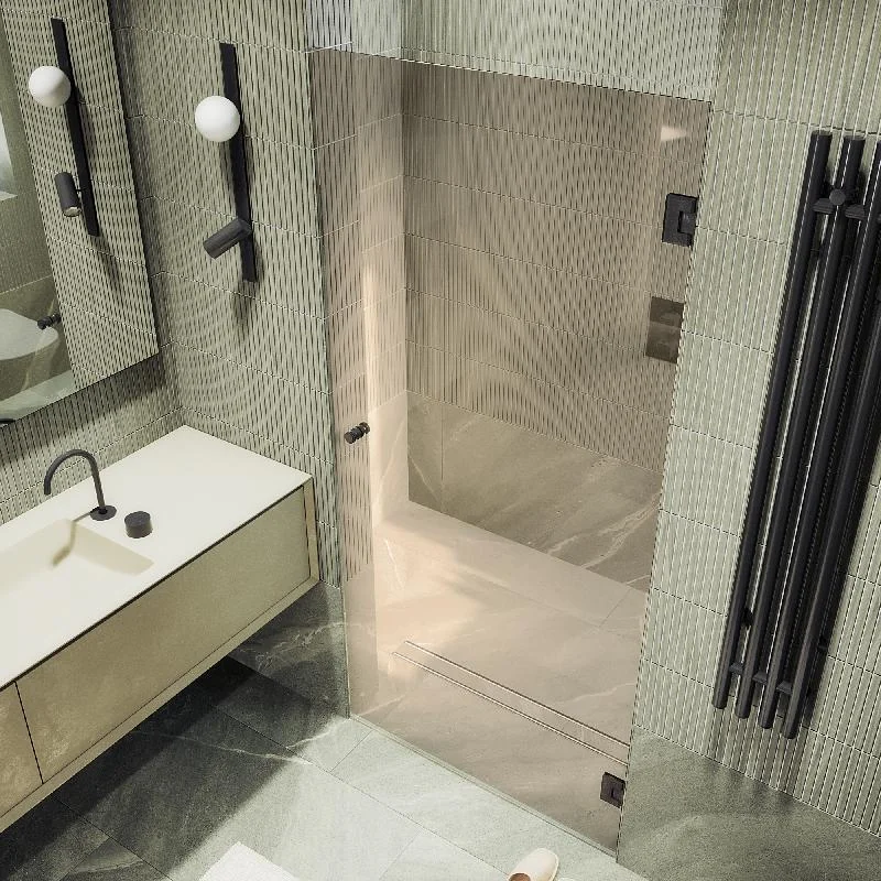 Душевая дверь Maybah Glass MGD-525-6 905x1950 на петлях Черный стекло бронзовое