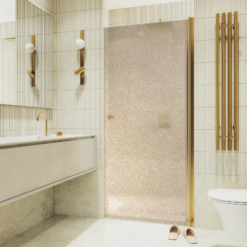 Душевая дверь Maybah Glass MGD-799-3 600x1980 на монопетле Золото стекло бронзовое матовое