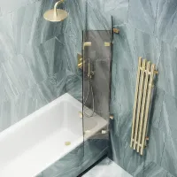 Шторка для ванны MaybahGlass складная 3 секции 1400*750 Стекло 6 мм Бронза
