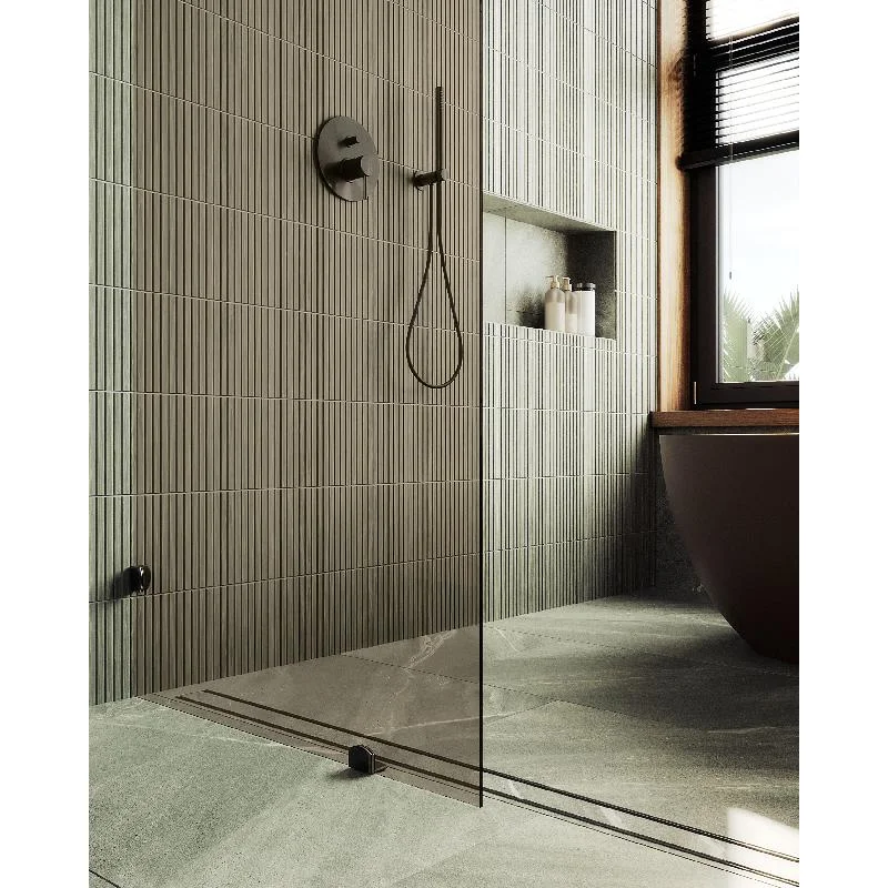 Душевая перегородка MaybahGlass MGD-262-6 79x195, стекло бронза 8 мм, профиль черный