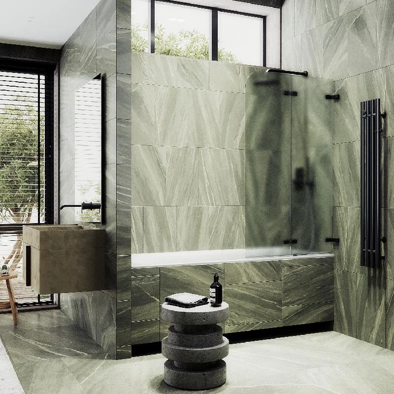 Шторка для ванны MaybahGlass складная 2 секции MaybahGlass 1400*515 Стекло 6 мм Сатин