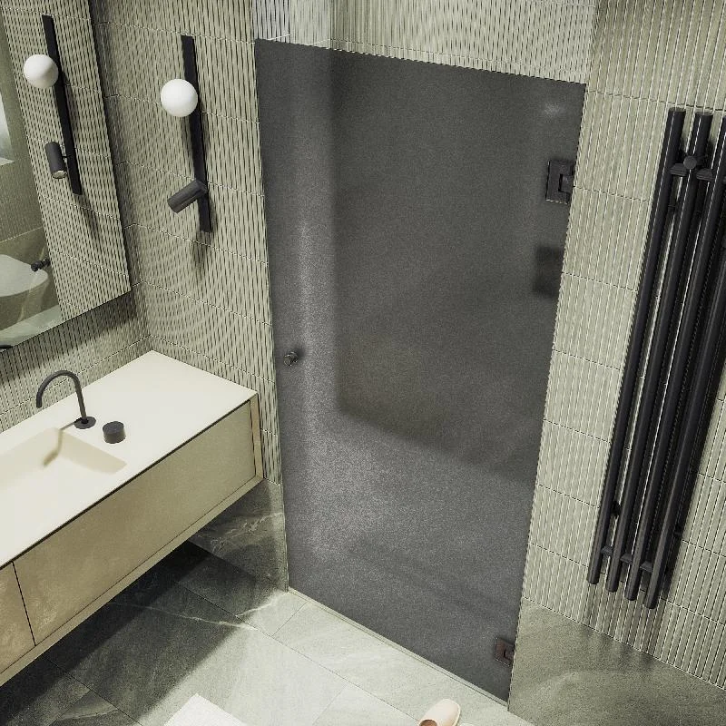 Душевая дверь Maybah Glass MGD-528-6 905x1950 на петлях Черный стекло графитовое матовое