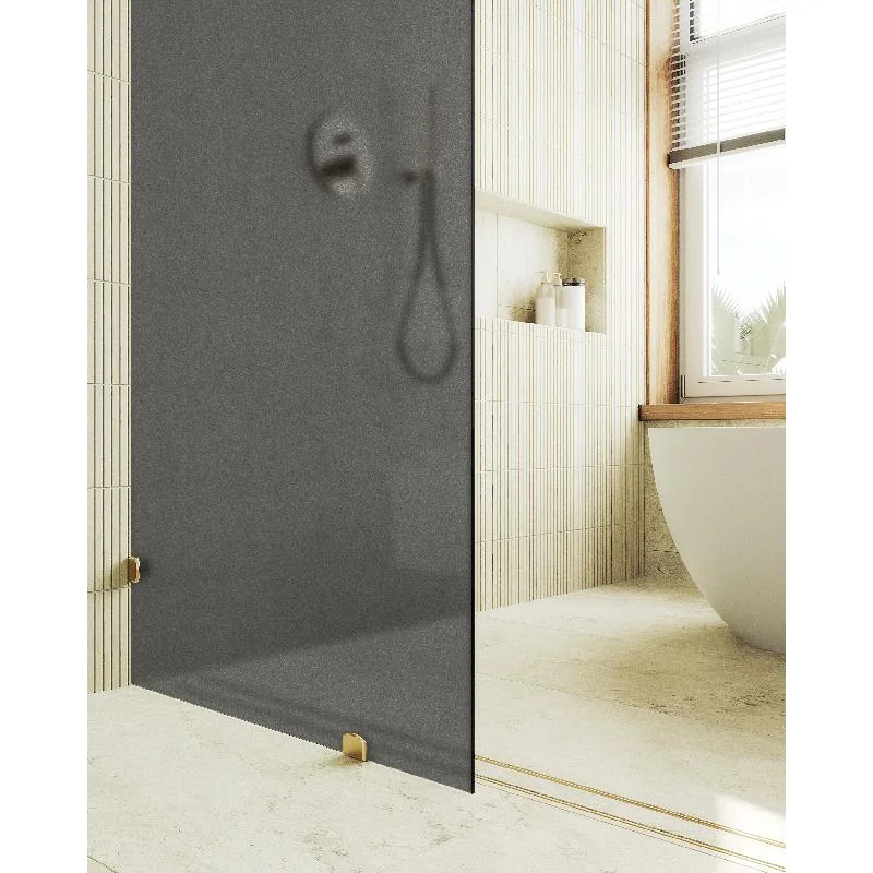 Душевая перегородка MaybahGlass MGD-271-3 79x195, стекло графит матовый 8 мм, профиль золото