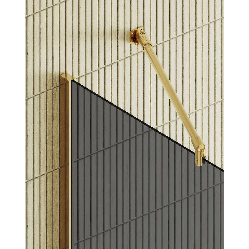 Душевая перегородка Maybah Glass MGD-698-3ш 790x1950 в широком профиле Золото стекло графитовое