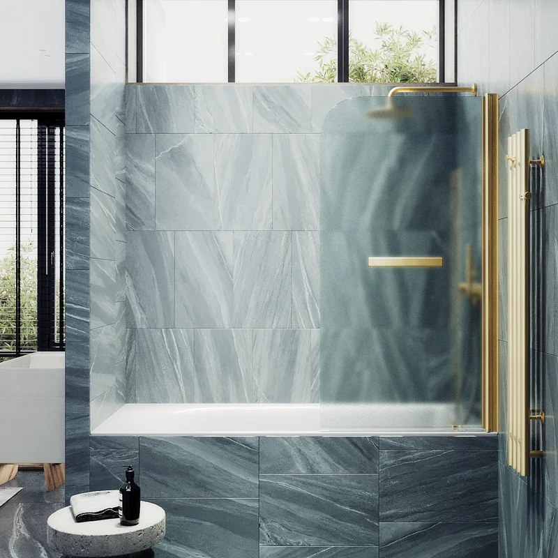 Шторка поворотная MaybahGlass на монопетле 1400*800 6 мм Сатин +Полотенцедержатель