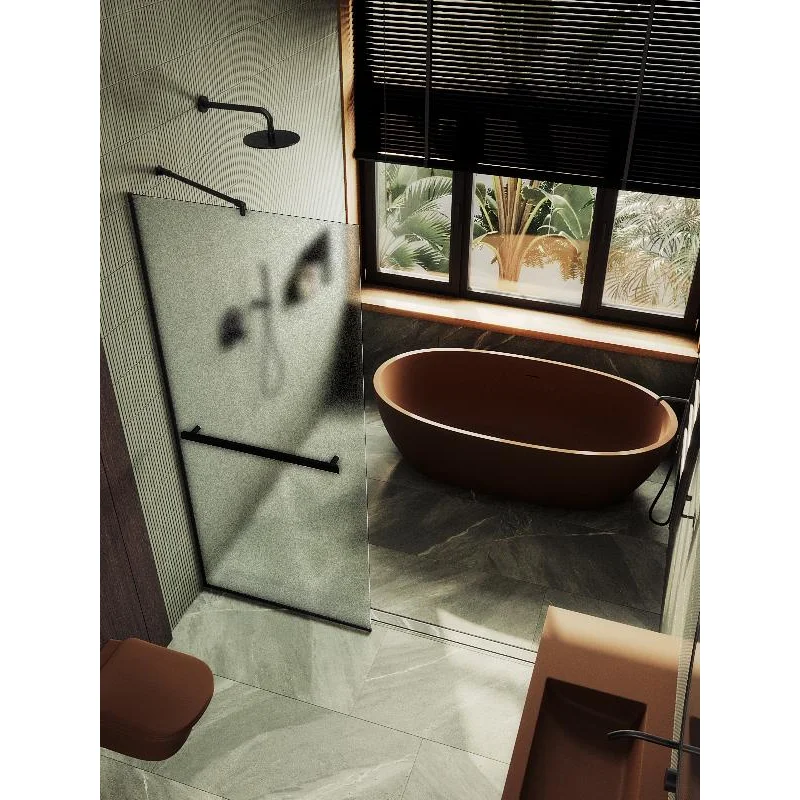 Душевая перегородка Maybah Glass MGD-731-6у 790x1950 в узком профиле Черный стекло сатиновое