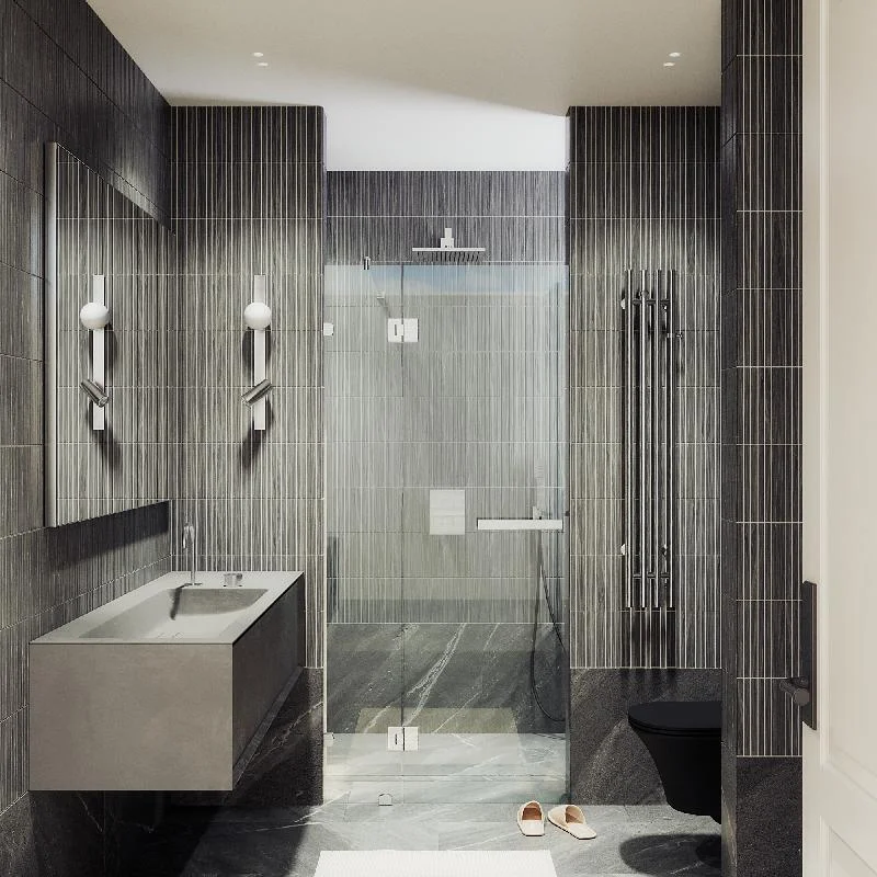 Душевая дверь MaybahGlass с добором на петлях 1950*900 Стекло 8 мм Бесцветное