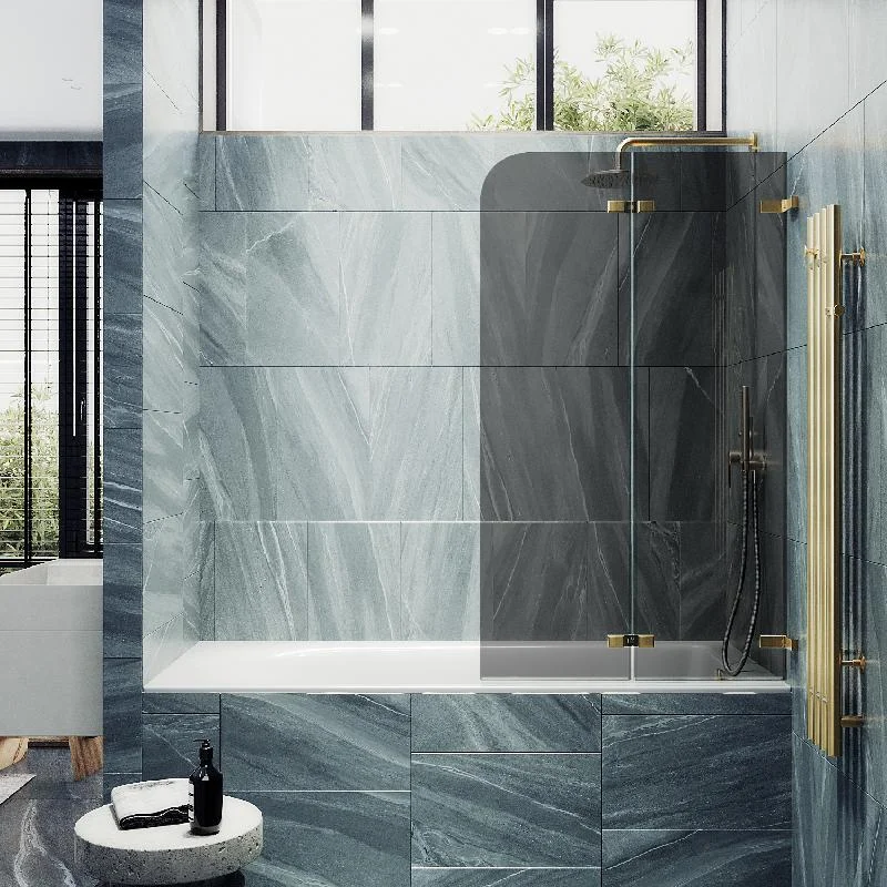 Шторка для ванны MaybahGlass складная 2 секции MaybahGlass 1400*515 Стекло 6 мм Графит