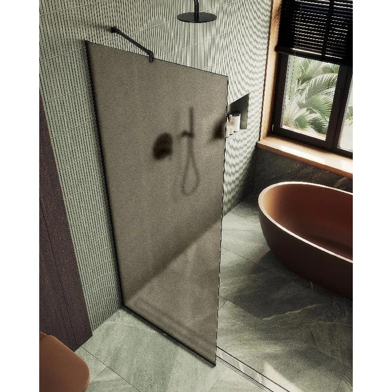 Душевая перегородка Maybah Glass MGD-697-6у 790x1950 в узком профиле Черный стекло бронзовое матовое