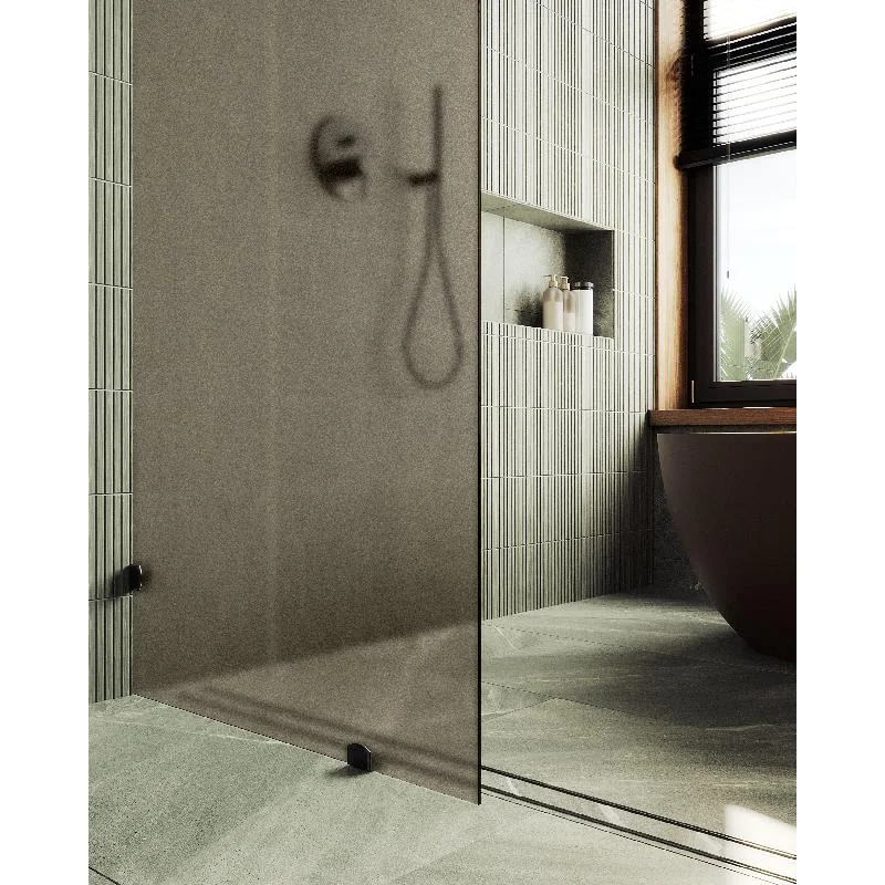 Душевая перегородка MaybahGlass MGD-265-6 79x195, стекло бронза матовая 8 мм, профиль черный