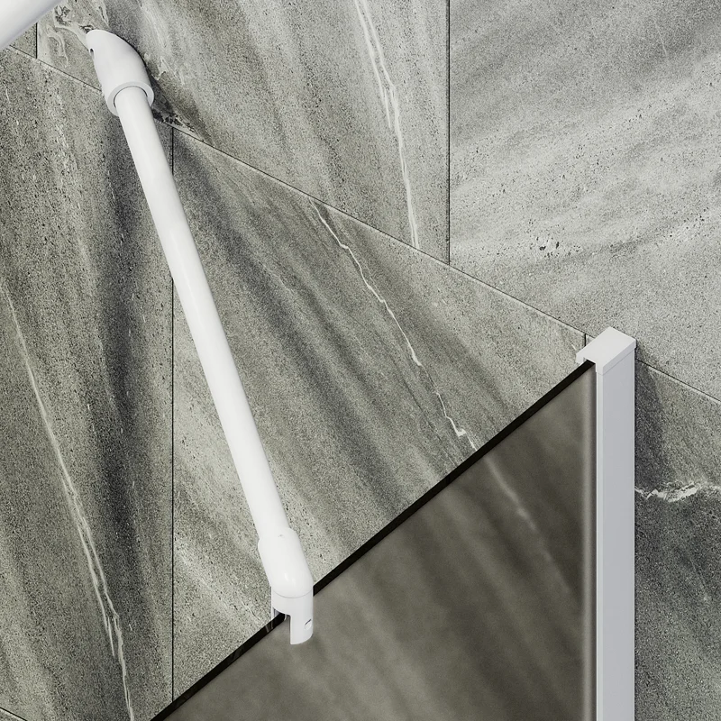 Шторка на ванну Maybah Glass MGV-76-1ш 800x1400 в широком профиле Белый стекло бронзовое матовое