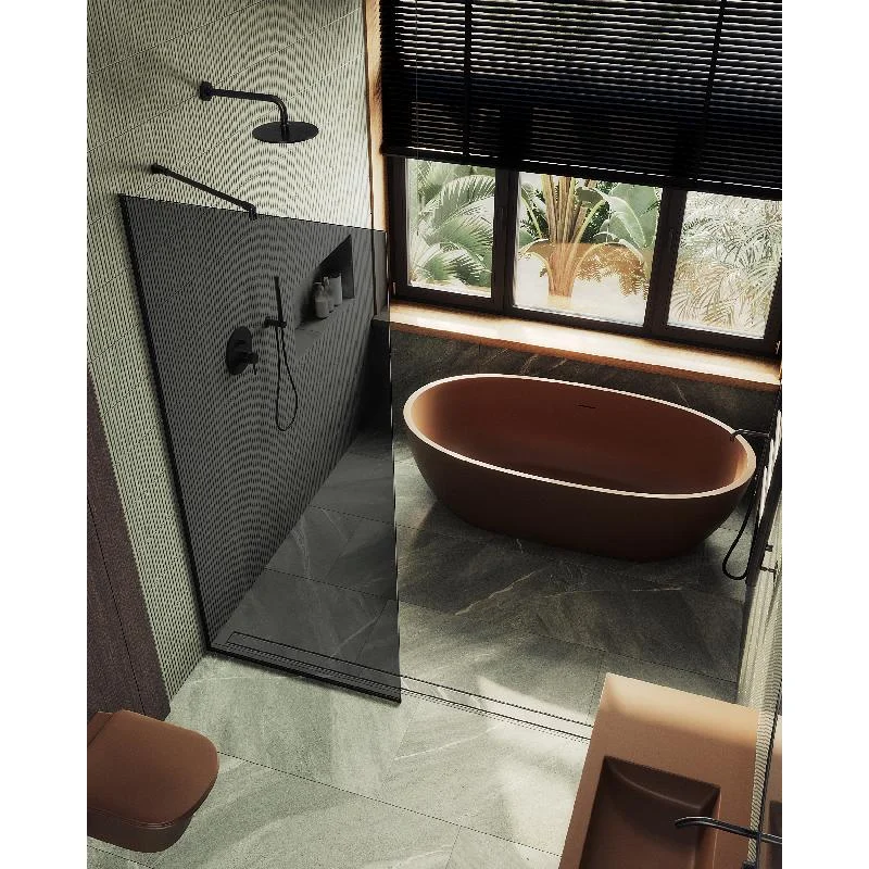 Душевая перегородка Maybah Glass MGD-698-6у 790x1950 в узком профиле Черный стекло графитовое