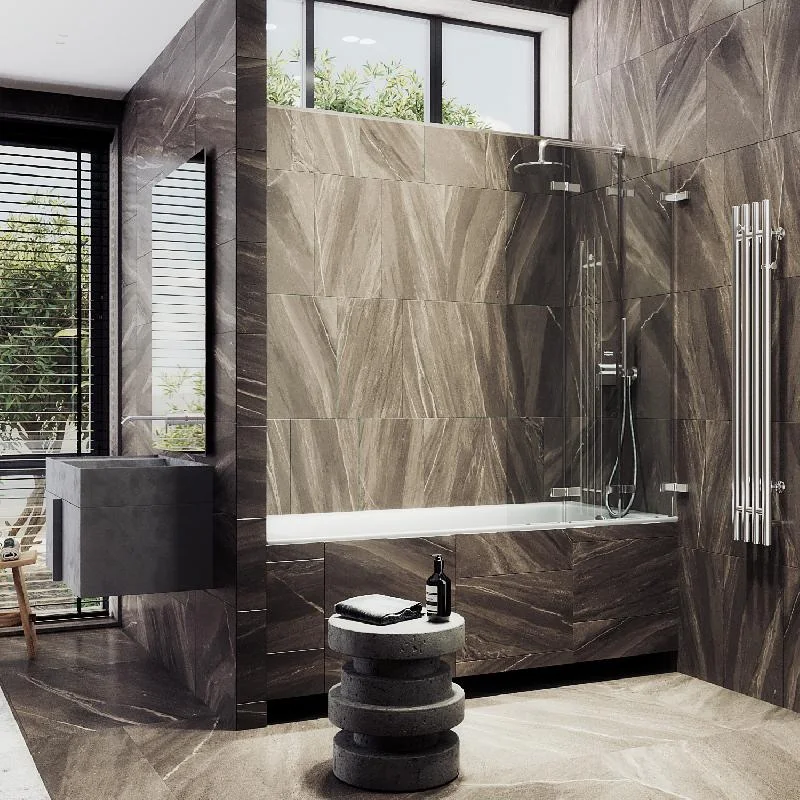 Шторка для ванны MaybahGlass складная 3 секции 1400*750 Стекло 6 мм Бесцветное