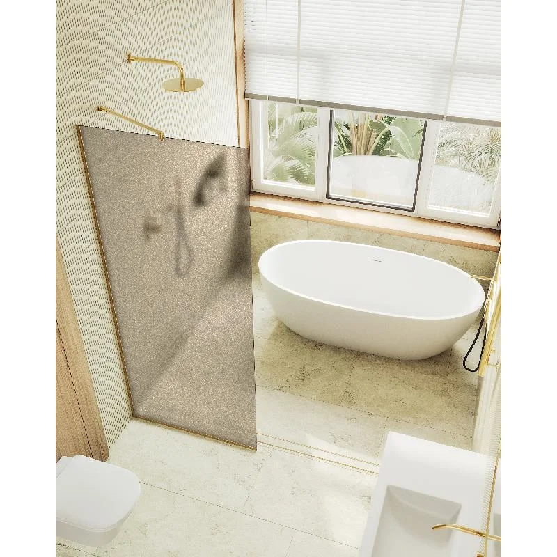 Душевая перегородка Maybah Glass MGD-697-3у 790x1950 в узком профиле Золото стекло бронзовое матовое