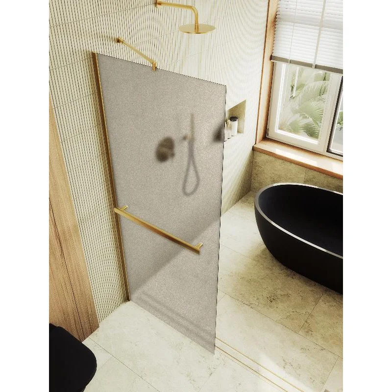 Душевая перегородка Maybah Glass MGD-728-3ш 790x1950 в широком профиле Золото стекло бронзовое матовое
