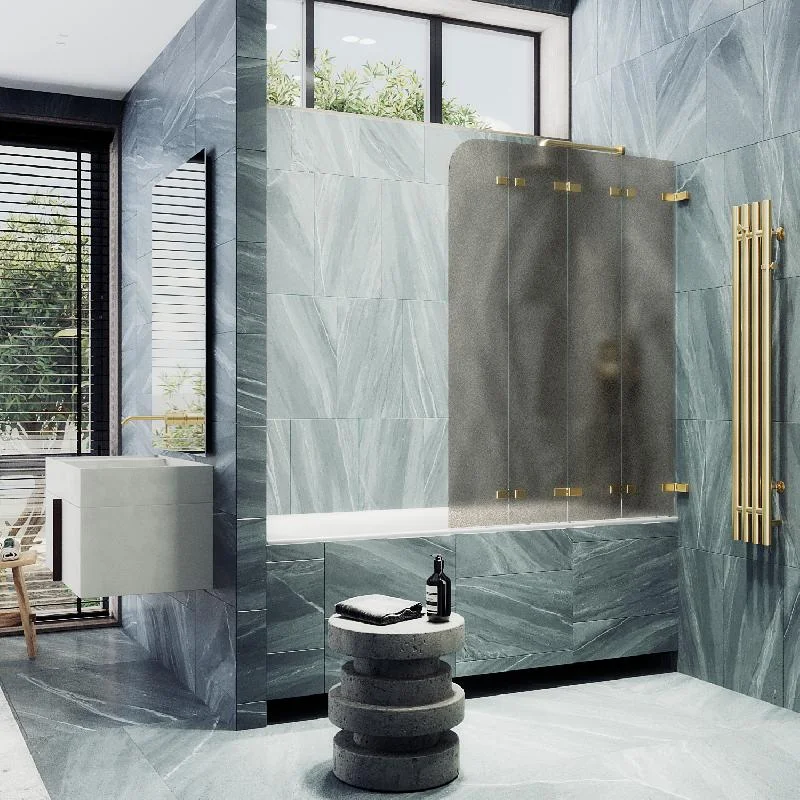 Шторка для ванны MaybahGlass складная 4 секции 1400*980 Стекло 6 мм Бронза матовая