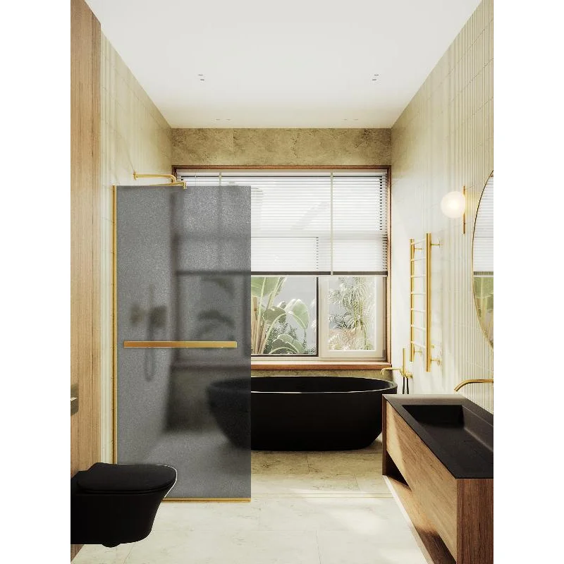 Душевая перегородка Maybah Glass MGD-730-3у 790x1950 в узком профиле Золото стекло графитовое матовое