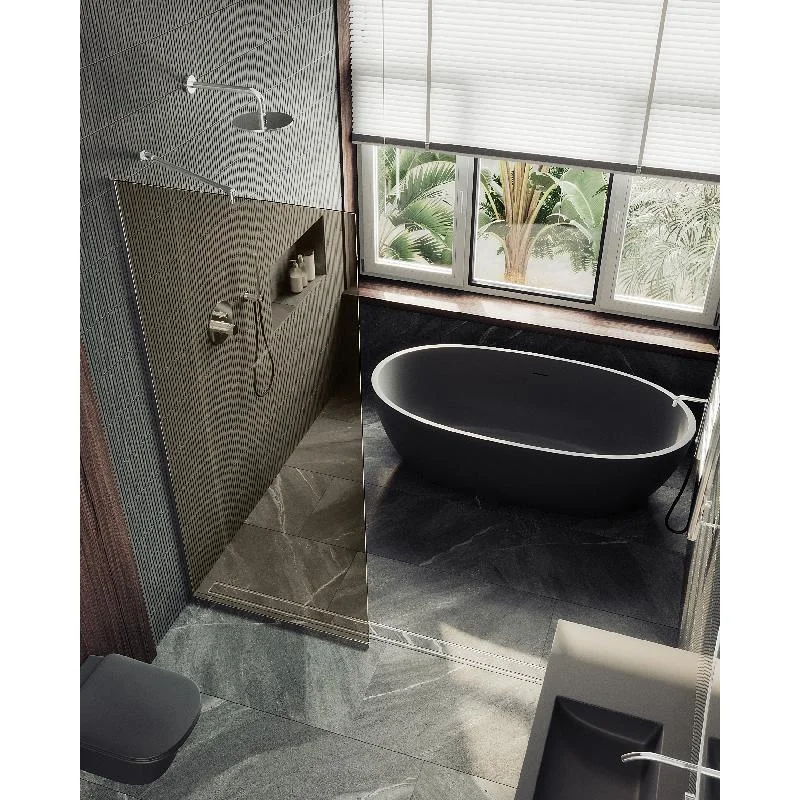 Душевая перегородка Maybah Glass MGD-696-5у 790x1950 в узком профиле Хром матовый стекло бронзовое