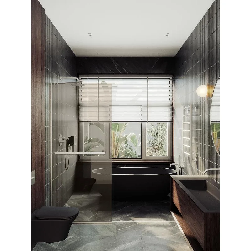 Душевая перегородка Maybah Glass MGD-727-5у 790x1950 в узком профиле Хром матовый стекло бронзовое