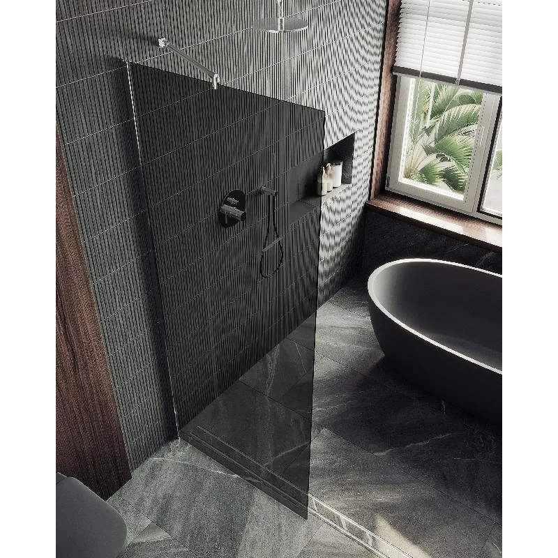 Душевая перегородка Maybah Glass MGD-698-5ш 790x1950 в широком профиле Хром матовый стекло графитовое