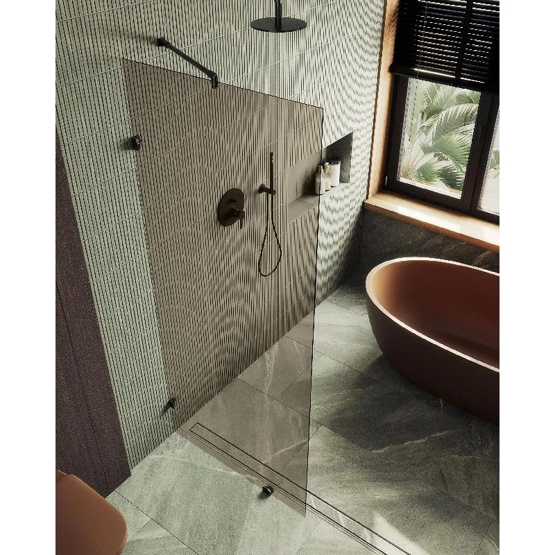 Душевая перегородка MaybahGlass MGD-262-6 79x195, стекло бронза 8 мм, профиль черный