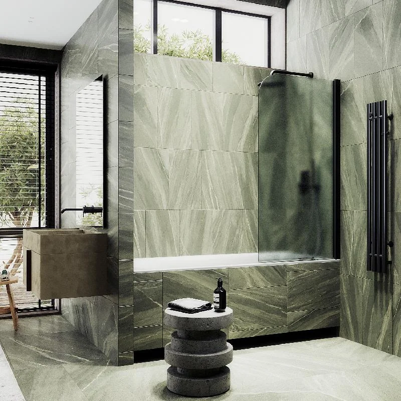 Шторка на ванну Maybah Glass MGV-620-6 700x1400 поворотная на монопетле Черный стекло сатиновое