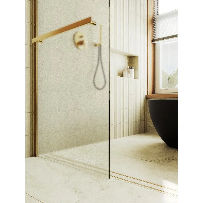 Душевая перегородка Maybah Glass MGD-731-3ш 790x1950 в широком профиле Золото стекло сатиновое