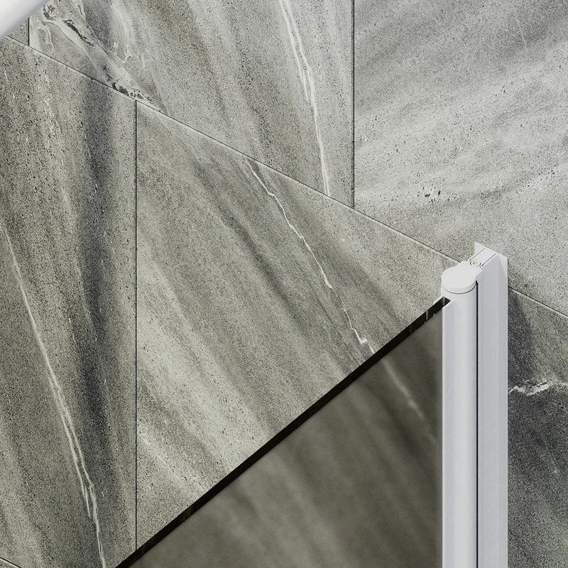 Шторка на ванну Maybah Glass MGV-612-1 600x1400 поворотная на монопетле Белый стекло бронзовое матовое