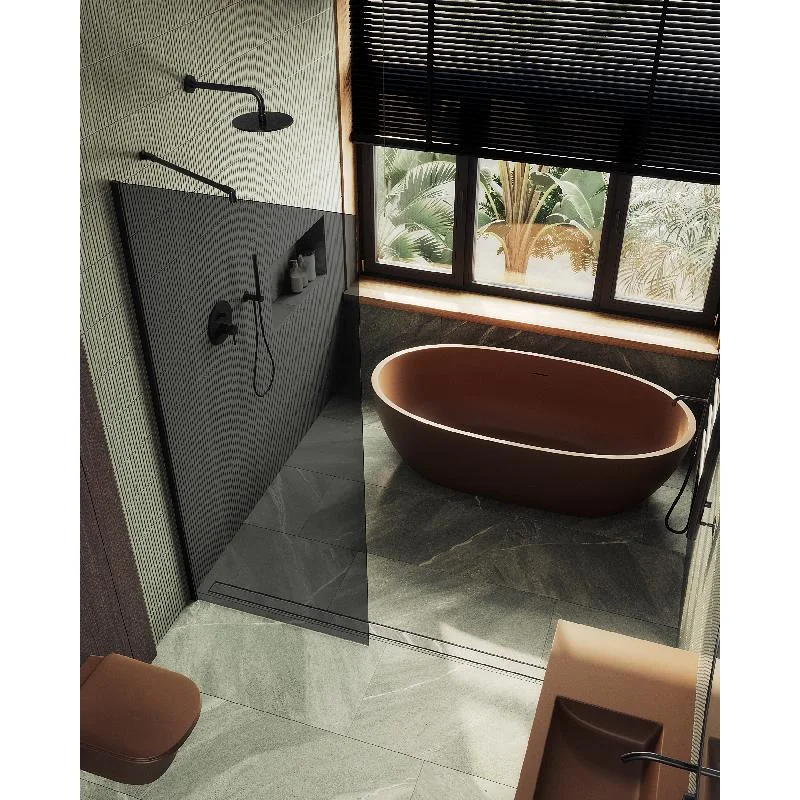 Душевая перегородка Maybah Glass MGD-698-6ш 790x1950 в широком профиле Черный стекло графитовое