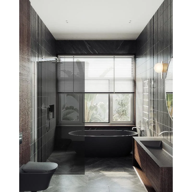 Душевая перегородка Maybah Glass MGD-698-5ш 790x1950 в широком профиле Хром матовый стекло графитовое