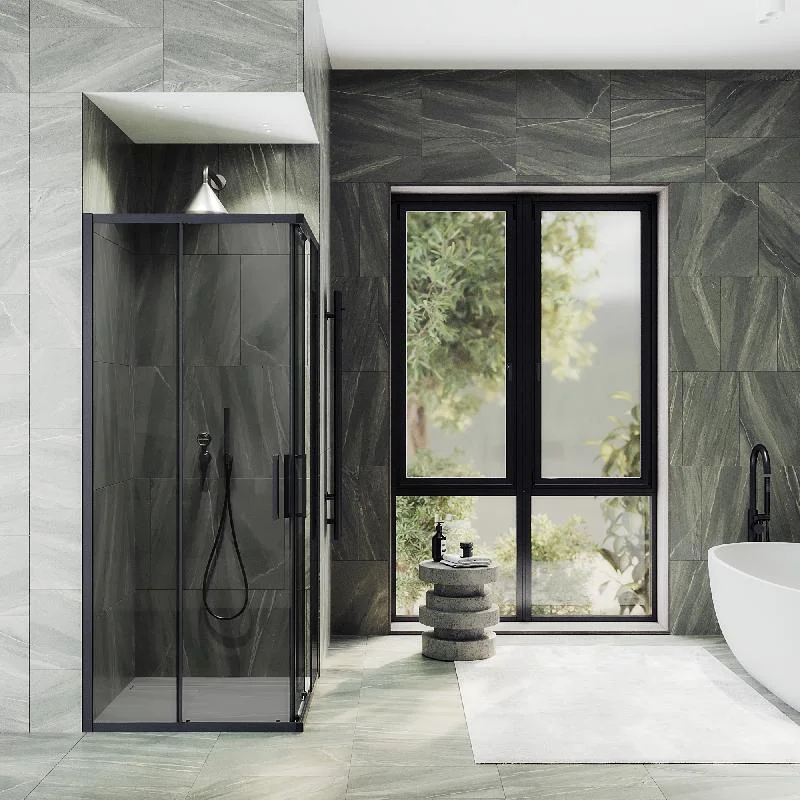 Душевой угол MaybahGlass , раздвижной ,6мм , Стекло Графит,100*100