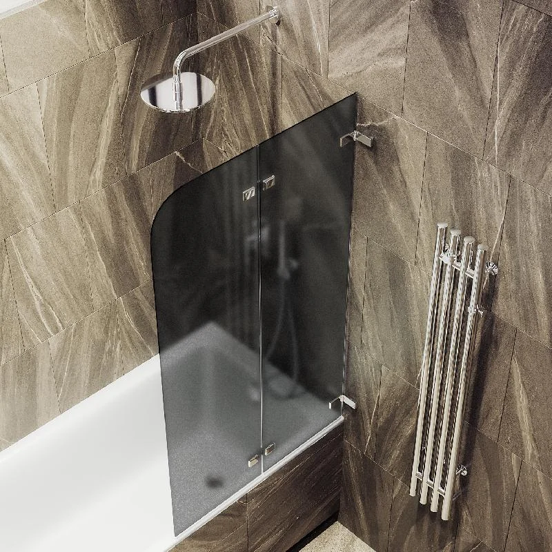 Шторка для ванны MaybahGlass складная 2 секции 1400*515 Стекло 6 мм Графит матовый