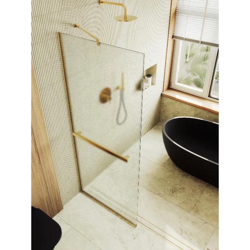 Душевая перегородка Maybah Glass MGD-731-3у 790x1950 в узком профиле Золото стекло сатиновое