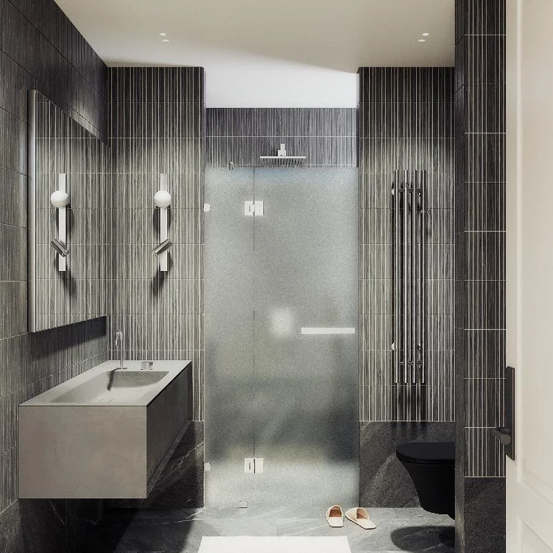 Душевая дверь MaybahGlass с добором на петлях 1950*1000 Стекло 8 мм Сатин