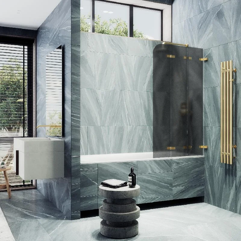 Шторка для ванны MaybahGlass складная 3 секции 1400*750 Стекло 6 мм Графит матовый